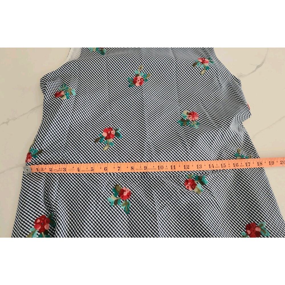 Anne Klein Size 10 Midi Dress Gingham Embroidered Flower Spring Country Picnic - Picture 7 of 7